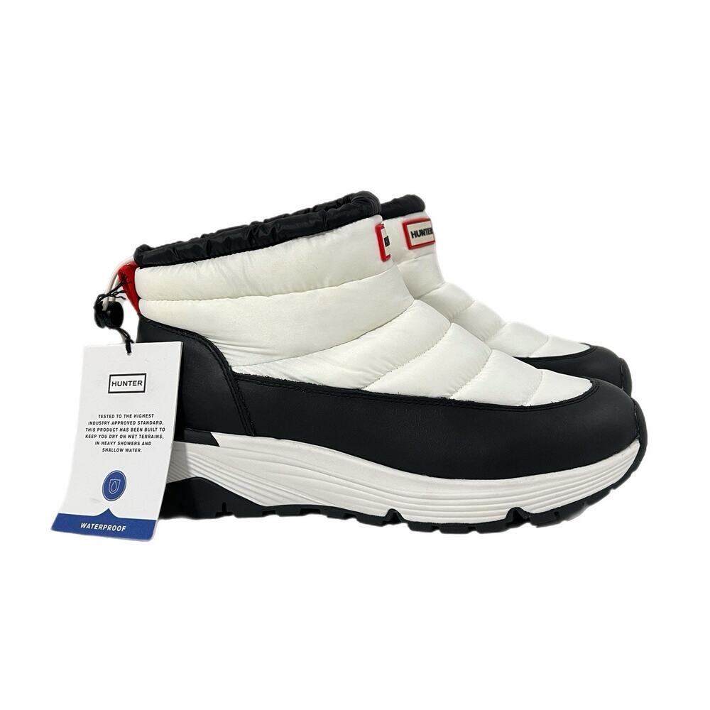 Hunter Women's Annes Waterproof Insulated Snow Booties Size 9 White Black NEW